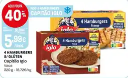 Intermarché 4 hamburgers s/ glúten Capitão Iglo promoção