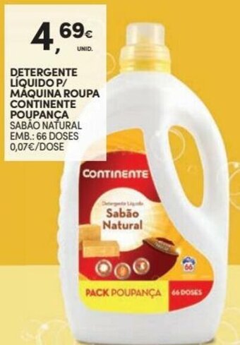 Detergente Líquido P/Máquina Roupa Continente Poupança 66 Doses