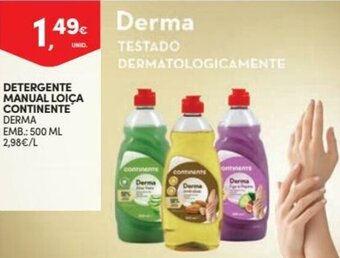 Detergente Manual Loiça Continente Derma 500ml