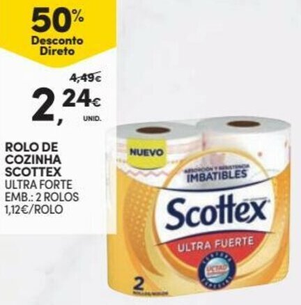 Continente Rolo de Cozinha Scottex 2 Rolos promoção