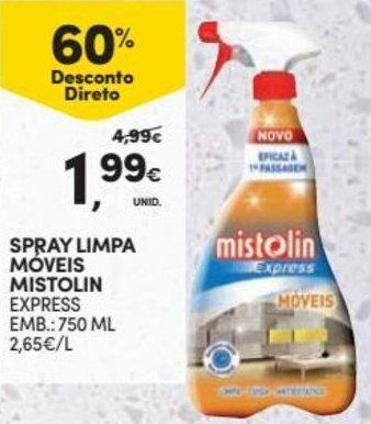 Continente Spray Limpa Móveis Mistolin 750ml promoção