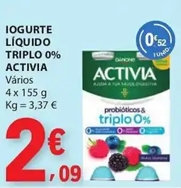 E.Leclerc Iogurte líquido triplo 0% activia promoção