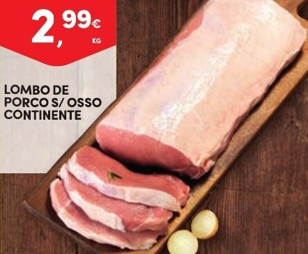 Continente Lombo de Porco S/ Osso Continente promoção