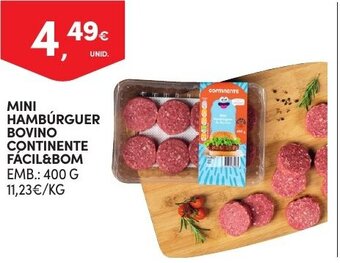 Continente Mini Humbúrguer Bovino Continente Fácil & Bom 400g promoção