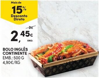 Continente Bolo Inglês Continente 500g promoção
