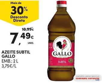 Continente Azeite Subtil Gallo 2L promoção