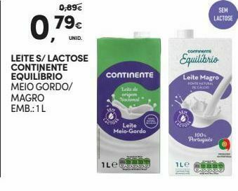 Continente Leite sem lactose continente promoção