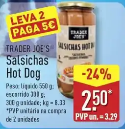ALDI TRADER JOE'S Salsichas Hot Dog promoção