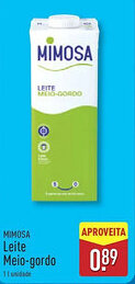 ALDI MIMOSA Leite Meio-gordo promoção