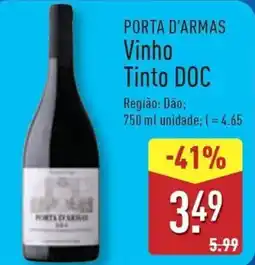 ALDI PORTA D'ARMAS Vinho Tinto DOC promoção