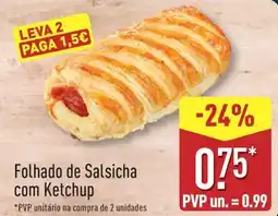 ALDI Folhado de Salsicha com Ketchup promoção