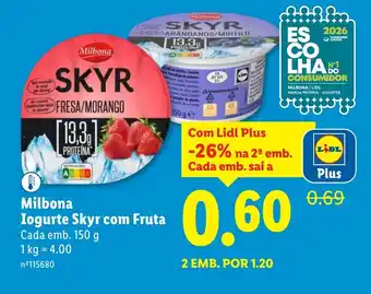 Lidl Milbona Iogurte Skyr com Fruta promoção