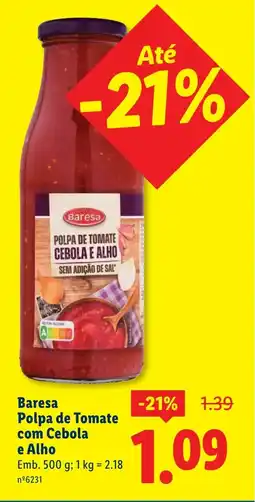 Lidl Baresa Polpa de Tomate com Cebola e Alho promoção