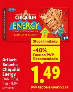Lidl Artiach Bolacha Chiquilin Energy promoção