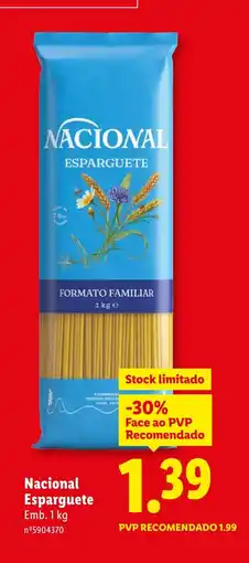 Lidl Nacional Esparguete promoção