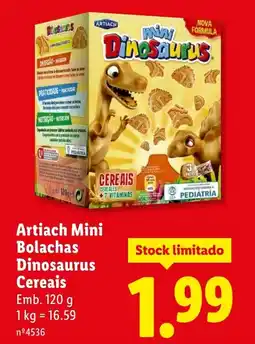 Lidl Artiach Mini Bolachas Dinosaurus Cereais promoção