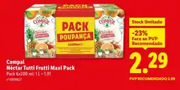 Lidl Compal Néctar Tutti Frutti Maxi Pack Pack 6x200 ml promoção