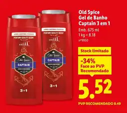 Lidl Old Spice Gel de Banho Captain 3 em 1 promoção