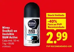 Lidl Nivea DeoRoll-on Invisible B&W Active promoção