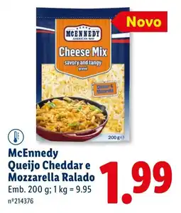 Lidl McEnnedy Queijo Cheddar e Mozzarella Ralado promoção