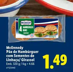 Lidl McEnnedy Pão de Hambúrguer com Sementes de Linhaça/ Girassol promoção