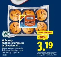 Lidl McEnnedy Muffins com Pedaços de Chocolate XXL promoção