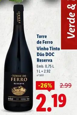 Lidl Torre de Ferro Vinho Tinto Dão DOC Reserva promoção