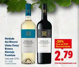 Lidl Herdade das Mouras Vinho Tinto/ Branco Alentejo Premium promoção