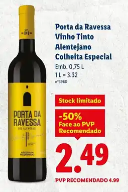Lidl Porta da Ravessa Vinho Tinto Alentejano Colheita Especial promoção