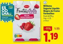 Lidl Milbona Iogurte Líquido Magro de Frutos Vermelhos promoção