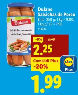 Lidl Dulano Salsichas de Porco promoção