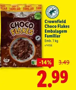 Lidl Crownfield Choco Flakes Embalagem Familiar promoção