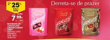 Continente Bombons de chocolate lindor cornet lindt promoção
