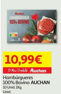 Minipreço Hambúrgueres 100% Bovino AUCHAN 10 Unid. promoção