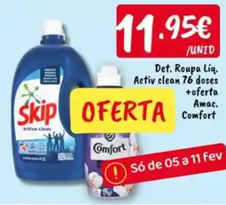 Ponto Fresco Det. Roupa Liq. Activ clean 76 doses +oferta Amac. Comfort promoção