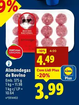 Lidl Almôndegas de Bovino promoção