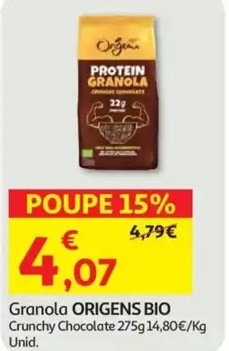 Auchan Granola ORIGENS BIO Crunchy Chocolate promoção