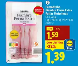 Lidl Fumadinho Fiambre Perna Extra Fatias Finíssimas promoção