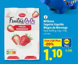 Lidl Milbona Iogurte Líquido Magro de Morango promoção