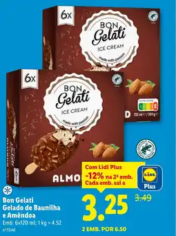 Lidl Bon Gelati Gelado de Baunilha e Amêndoa promoção