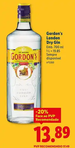 Lidl Gordon's London Dry Gin promoção