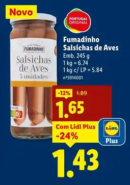 Lidl Fumadinho Salsichas de Aves promoção