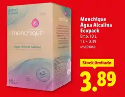 Lidl Monchique Água Alcalina Ecopack promoção