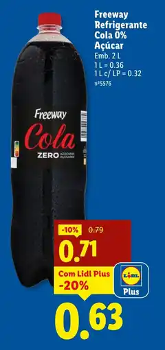 Lidl Freeway Refrigerante Cola 0% Açúcar promoção