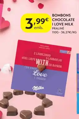 Spar Bombons chocolate i love milk praliné promoção