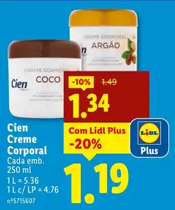 Lidl Cien Creme Corporal Cada promoção