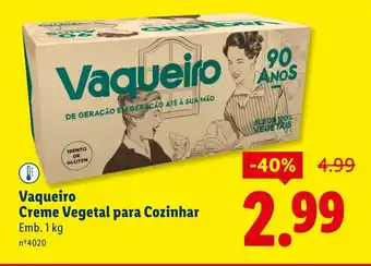 Lidl Vaqueiro Creme Vegetal para Cozinhar promoção