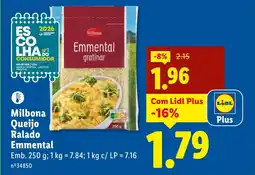 Lidl Milbona Queijo Ralado Emmental promoção