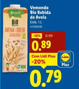 Lidl Vemondo Bio Bebida de Aveia promoção