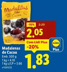 Lidl Madalenas de Cacau promoção